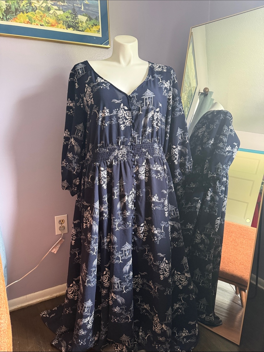 City Chic Navy Floral Pavilion Maxi Dress